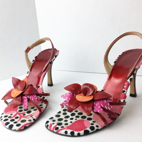 SZ 8 Stuart Weitzman Floral Strappy Heels - Picture 4 of 6